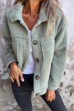 Casual Daily Pocket Buttons Fluffy Turndown Collar Outerwear(3 Colors)