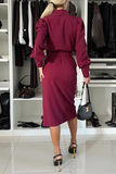Elegant Lace Up Buttons V Neck A Line Dresses