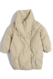 Casual Pocket Patchwork White duck down Turndown Collar Outerwear(Down content 86%~90%)(3 Colors)