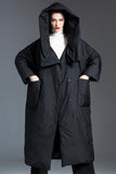 Casual Pocket Patchwork White duck down Hooded Outerwear(Down content 86%~90%)