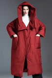 Casual Pocket Patchwork White duck down Hooded Outerwear(Down content 86%~90%)