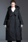 Casual Pocket Patchwork White duck down Hooded Outerwear(Down content 86%~90%)