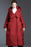 Casual Pocket Patchwork White duck down Hooded Outerwear(Down content 86%~90%)