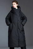 Casual Pocket Patchwork White duck down Hooded Outerwear(Down content 86%~90%)