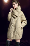 Casual Pocket Patchwork White duck down Turndown Collar Outerwear(Down content 86%~90%)(3 Colors)