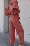 Casual Draw String Pocket Hooded Long Sleeve Two Pieces(5 Colors)