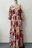 Sexy Floral Print Cross Straps V Neck A Line Dresses