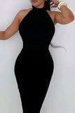 Sexy Party Hot Flowers Patchwork Backless Halter Wrapped Skirt Dresses