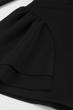 Casual Patchwork Ruffle Zipper Turtleneck A Line Dresses
