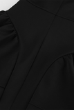 Casual Patchwork Ruffle Zipper Turtleneck A Line Dresses