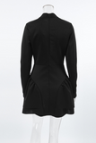 Casual Patchwork Ruffle Zipper Turtleneck A Line Dresses