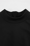 Casual Patchwork Ruffle Zipper Turtleneck A Line Dresses