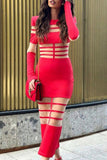 Sexy See-Through Mesh O Neck Long Sleeve Dresses(3 Colors)