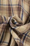 Casual Plaid Buttons Contrast Turndown Collar Long Sleeve Two Pieces