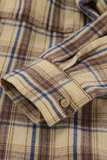Casual Plaid Buttons Contrast Turndown Collar Long Sleeve Two Pieces