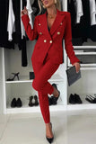 Casual Street Pocket Buttons Turn-back Collar Long Sleeve Two Pieces(8 Colors)