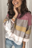 Florcoo Loose Round Neck Multicolor Knit Sweater