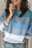 Florcoo Loose Round Neck Multicolor Knit Sweater