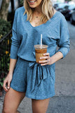 Florcoo V Neck Lace-up Romper