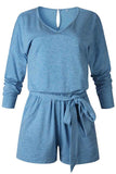 Florcoo V Neck Lace-up Romper