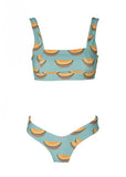 Florcoo Lake Blue Cute Hami Melon Fruit Print Bikini