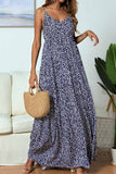 Florcoo V Neck Dots Design Printed Floor Dress