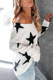 Florcoo Cute Star V Neck Loose Sweater