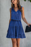 Florcoo Solid Pleated Adjustable Waist Dress