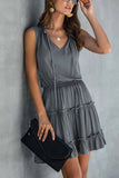 Florcoo Solid Pleated Adjustable Waist Dress