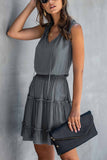 Florcoo Solid Pleated Adjustable Waist Dress