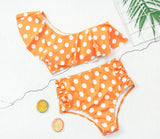 Florcoo Two-Piece Ruffled High-Waisted Polka-Dot Swimsuit