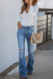 Fashion Daily Ripped Mid Waist Regular Denim