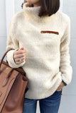 Fashion Street Solid Patchwork Turtleneck Tops(6 Colors)