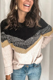 Fashion Street Patchwork O Neck Sweaters(5 colors)