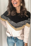 Fashion Street Patchwork O Neck Sweaters(5 colors)