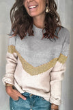 Fashion Street Patchwork O Neck Sweaters(5 colors)