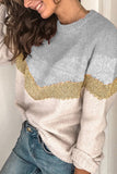Fashion Street Patchwork O Neck Sweaters(5 colors)