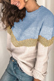 Fashion Street Patchwork O Neck Sweaters(5 colors)