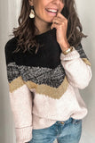 Fashion Street Patchwork O Neck Sweaters(5 colors)