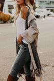 Fashion Street Striped Tassel V Neck Outerwear