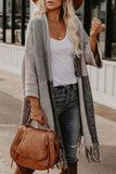 Fashion Street Striped Tassel V Neck Outerwear