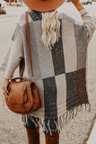 Fashion Street Striped Tassel V Neck Outerwear
