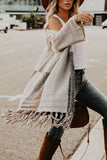 Fashion Street Striped Tassel V Neck Outerwear