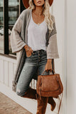 Fashion Street Striped Tassel V Neck Outerwear