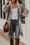 Fashion Street Striped Tassel V Neck Outerwear
