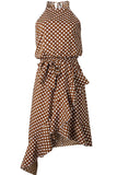 Fashion Street Dot Patchwork O Neck Irregular Dresses(3 Colors)