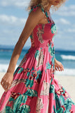 Fashion Bohemian Print Split Joint Spaghetti Strap Printed Dresses