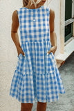Fashion Street Plaid O Neck Princess Dresses(3 Colors)