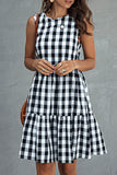 Fashion Street Plaid O Neck Princess Dresses(3 Colors)
