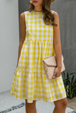 Fashion Street Plaid O Neck Princess Dresses(3 Colors)